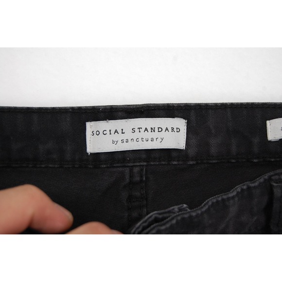 Social Standard By Sanctuary Jeans‎ Womens 14 Black Camo Skinny Ankle Stretch - Picture 4 of 16